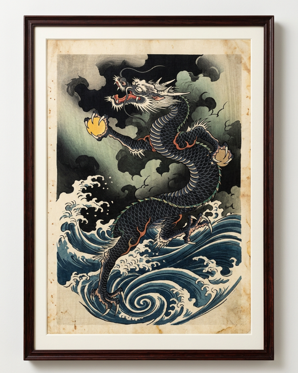 Storm Dragon | Japanese Ukiyo-e Art Print on Awa Washi