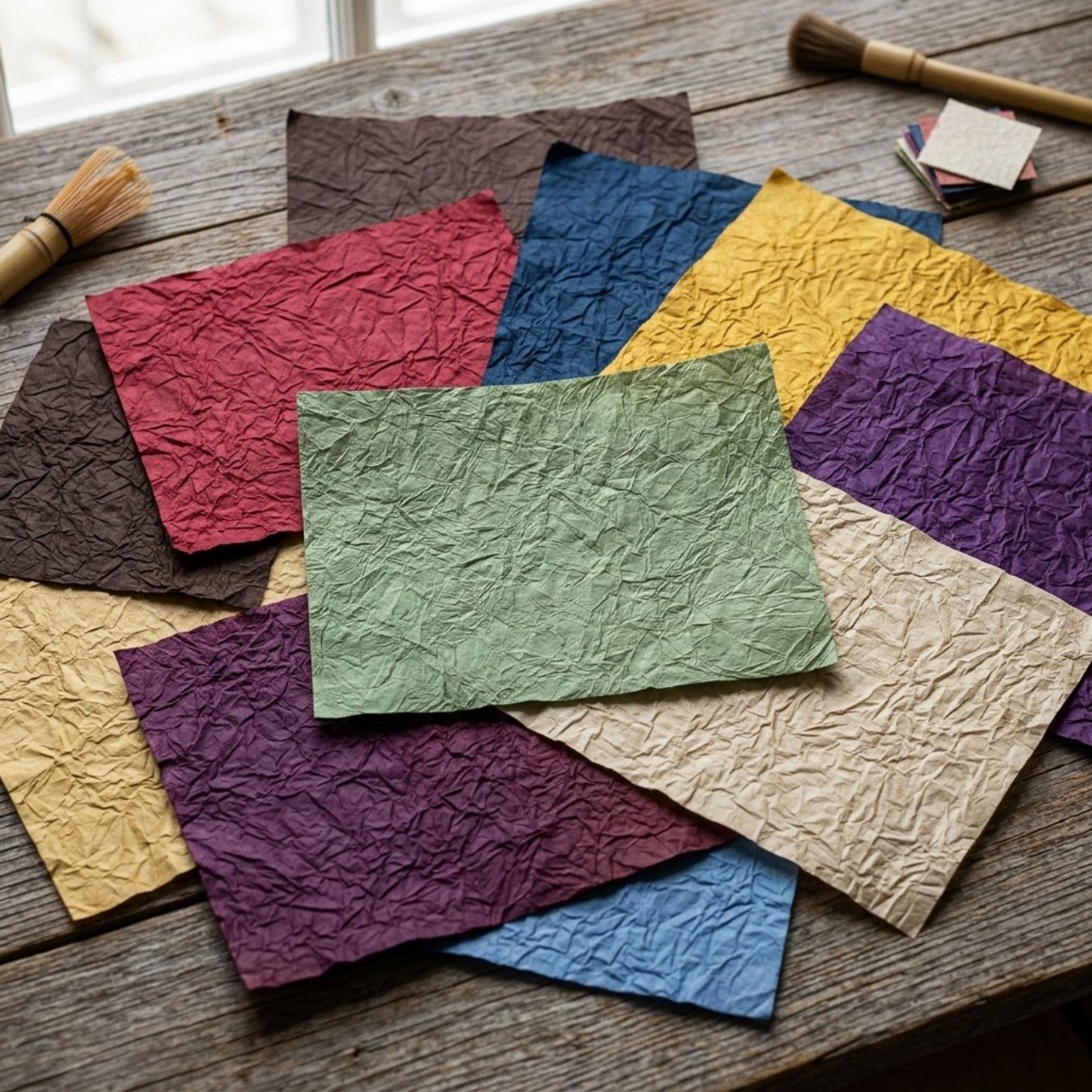 Japanese Mingei Washi Crumpled Paper – Wasabi Green (CK) | Traditional Handmade Japanese Paper Sheet