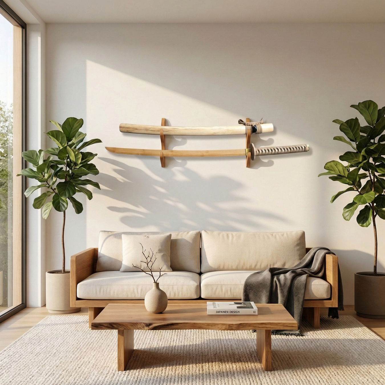 Bokken Wooden Training Sword with Scabbard | Natural Wood