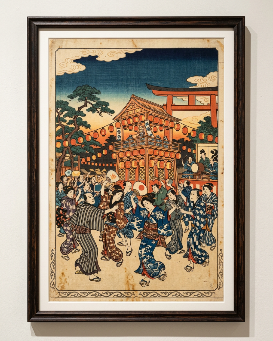 Lantern Night Matsuri | Japanese Ukiyo-e Art Print on Awa Washi