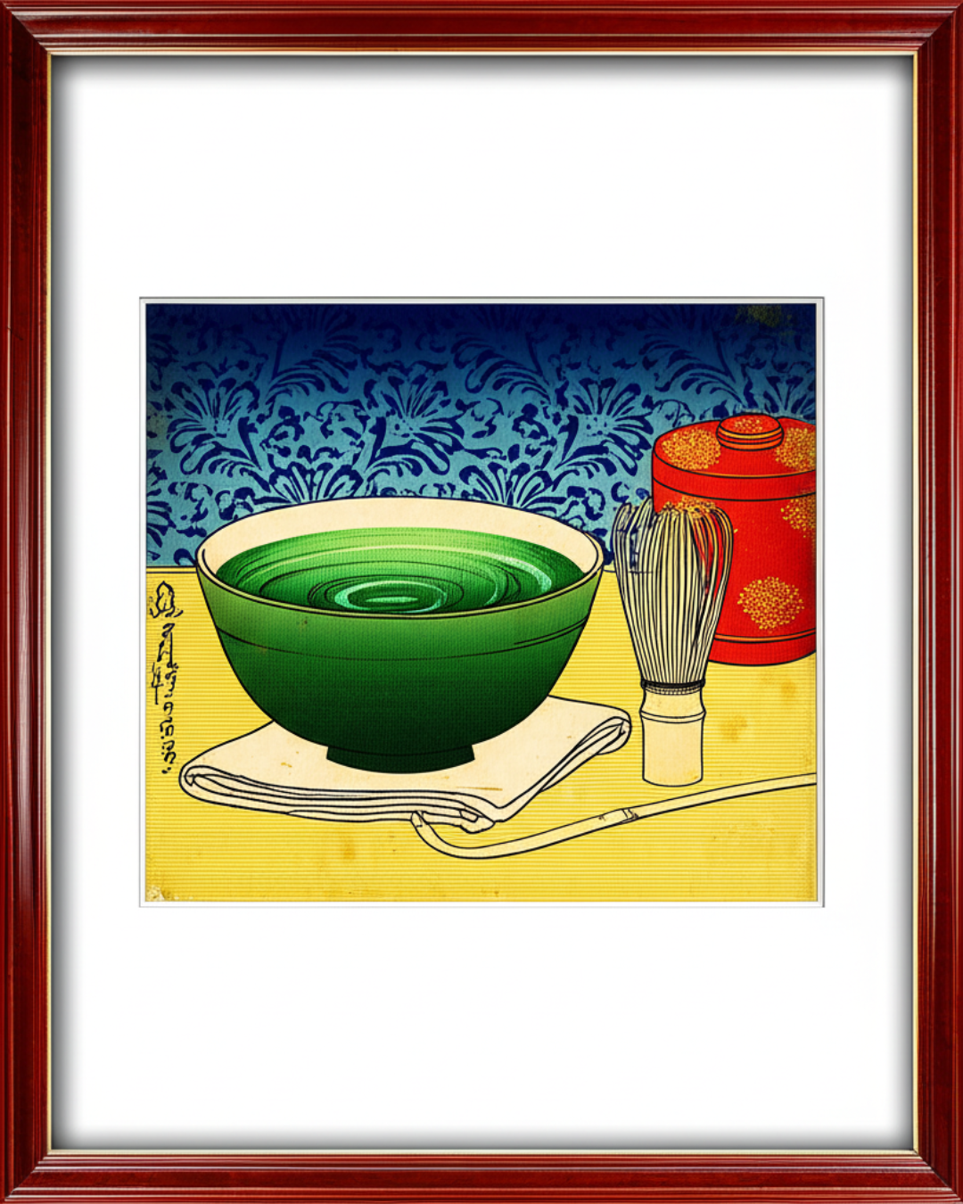 Matcha Stillness | Japanese Ukiyo-e Art Print on Awa Washi