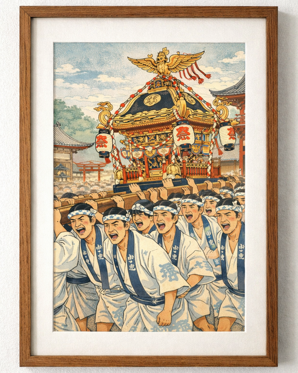 Mikoshi Festival | Japanese Ukiyo-e Art Print on Awa Washi