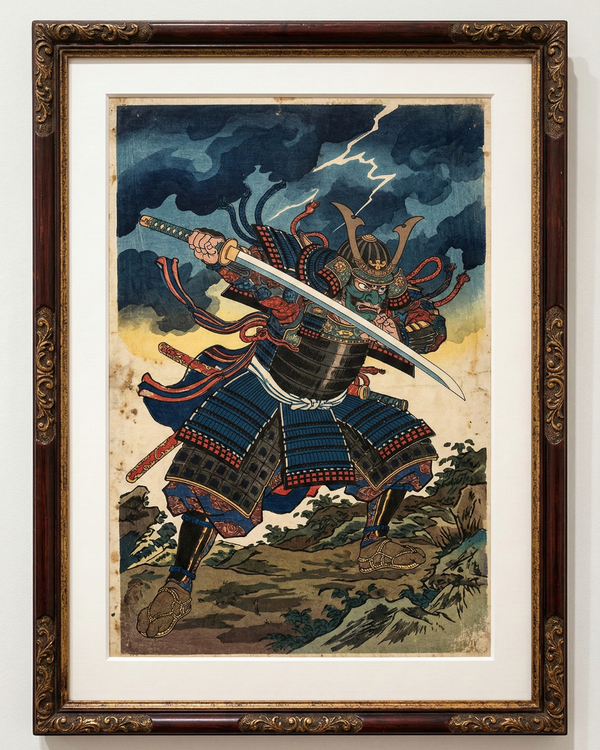 Thunder Samurai | Japanese Ukiyo-e Art Print on Awa Washi
