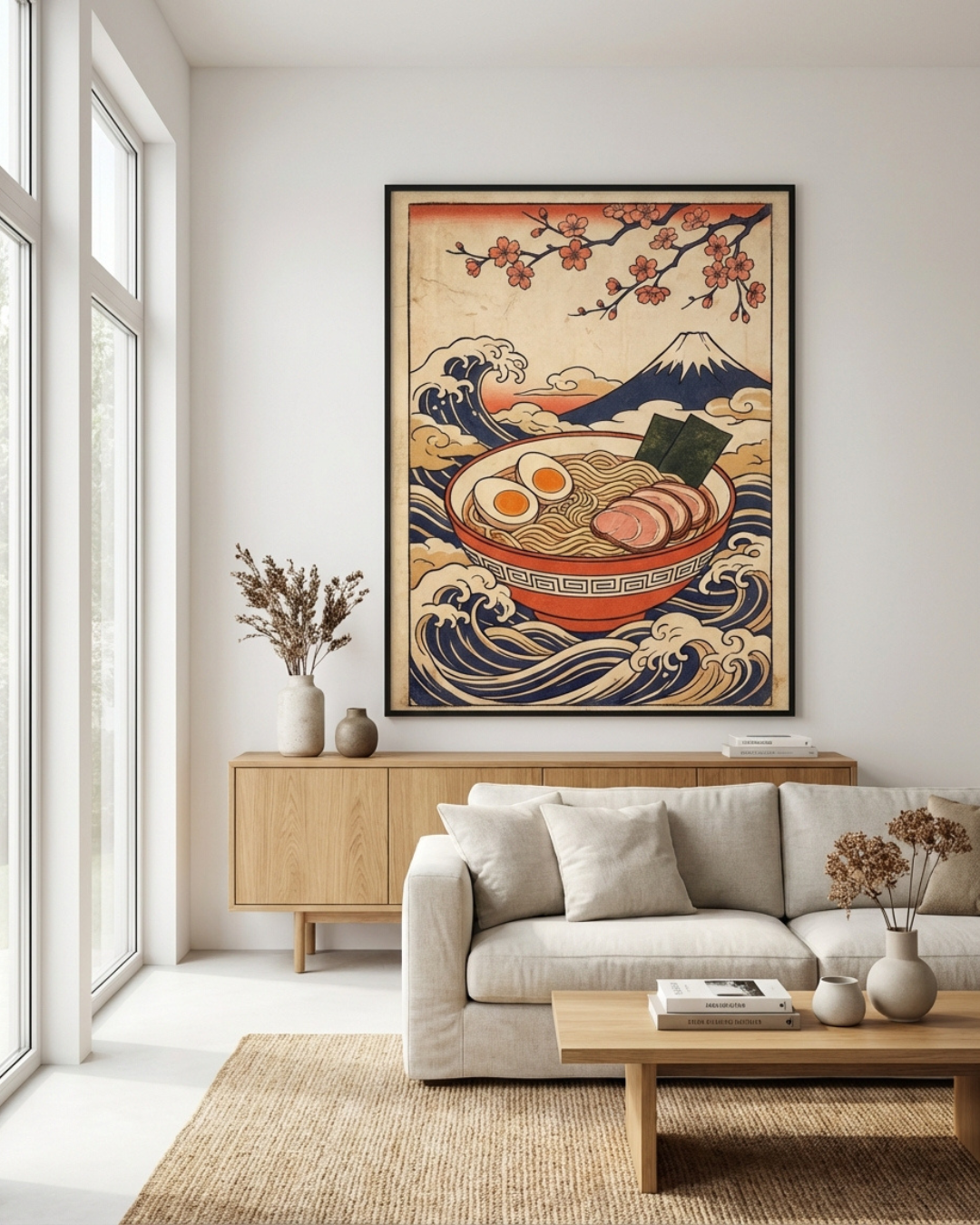 Ramen and Mt. Fuji | Japanese Ukiyo-e Art Print on Awa Washi