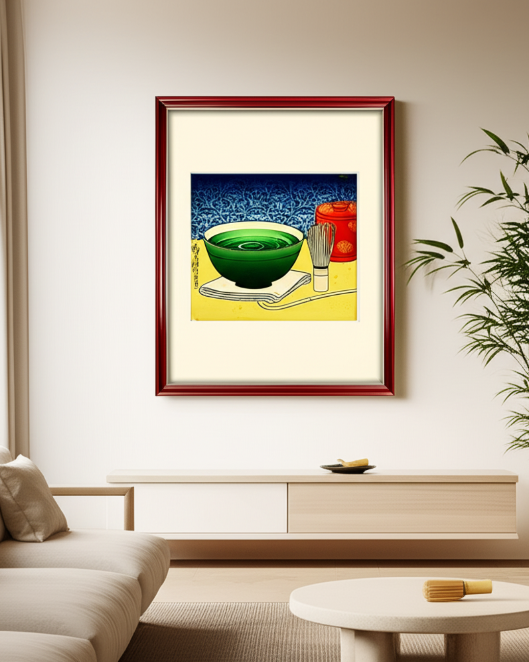Matcha Stillness | Japanese Ukiyo-e Art Print on Awa Washi