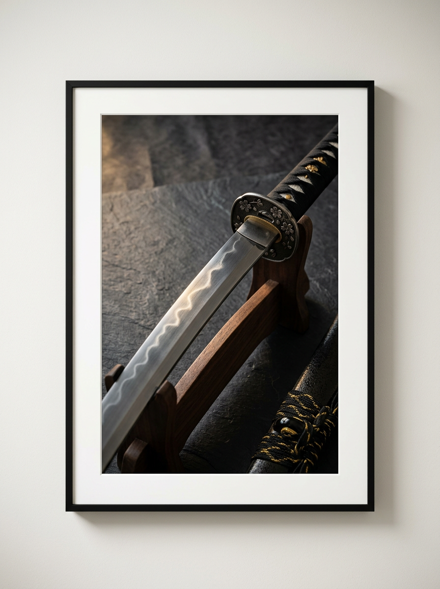 Quiet Edge | Photoreal Katana Art Print on Awa Washi
