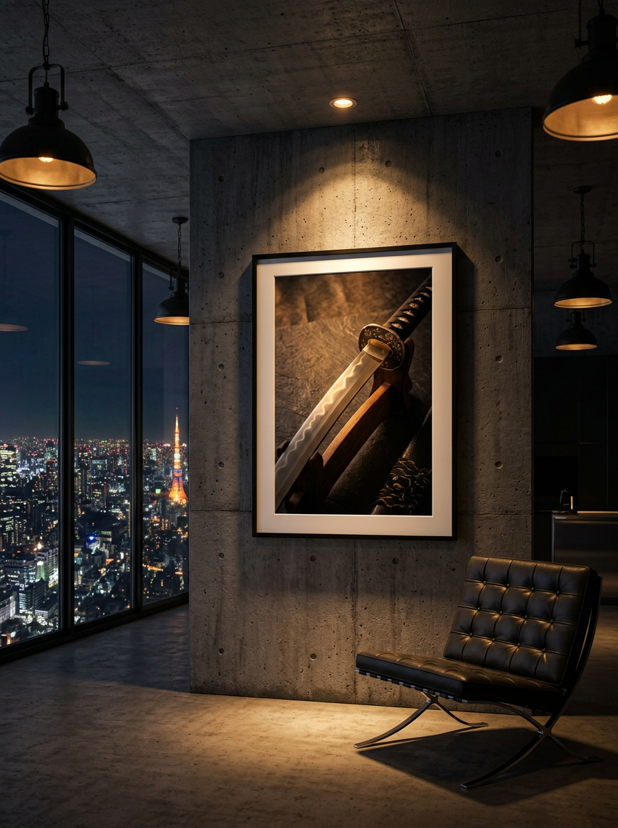 Quiet Edge | Photoreal Katana Art Print on Awa Washi